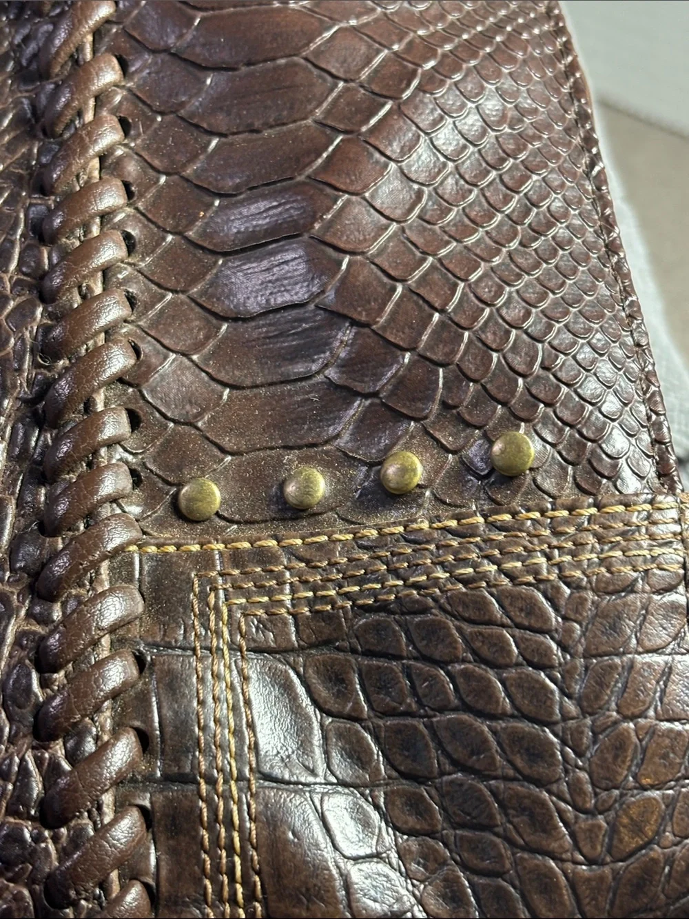 Sag Harbor Faux Alligator Brown Leather Purse